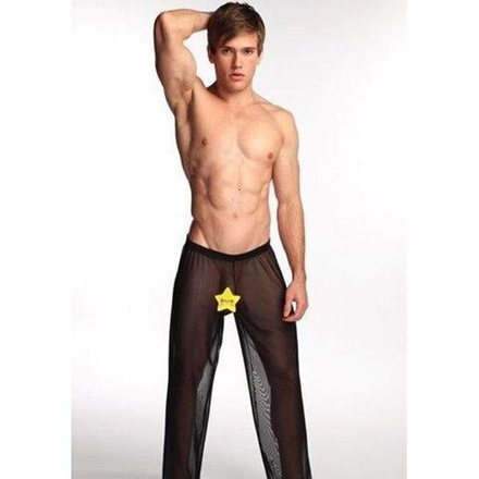 Мужские штаны черные прозрачные в сетку Shino See-Through Pants Black