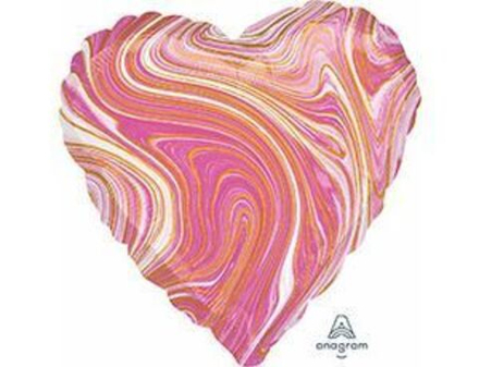 А Б/РИС СЕРДЦЕ 18" Мрамор Pink розовый