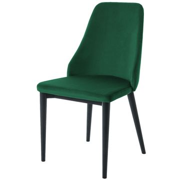 Стул Roxie черного дерева черный бархатный зеленый