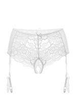 Эротические трусики-пояс с кружевными вставками белые 42-44