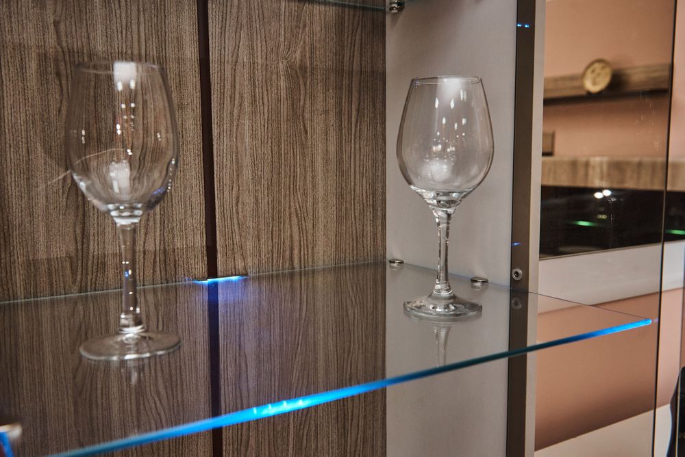 Коллекция Ультра Шкаф витрина 2х. ст. малая (440) Белый/Белый гл. (набор)