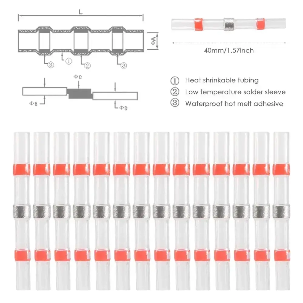Термоусадочная трубка с припоем, 100 штук, для проводов, проводов, красные(Внутренний диаметр 2.5mm)