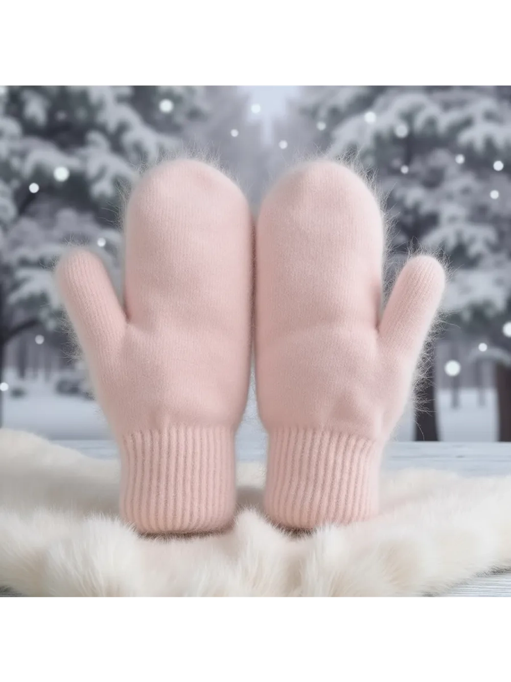 Варежки зимние теплые пушистые ангора