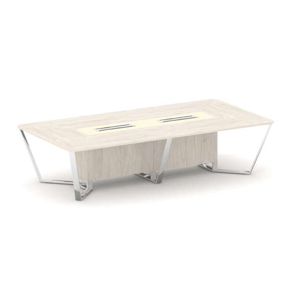 Steel Meet Стол переговорный прямоугольный MMK-PR.B.SP-12 Денвер Светлый/Ваниль Глянец/Нержавеющая С