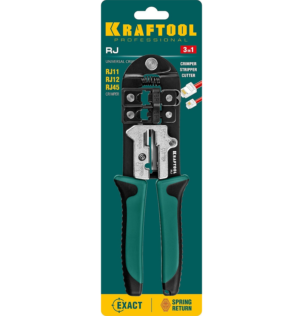KRAFTOOL RJ, (RJ45, RJ11,RJ12), универсальный кримпер (22699)