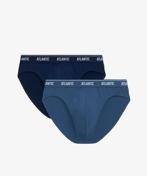 Мужские трусы (2шт) слипы спорт Atlantic 2RMP-001, темно-голубой + голубой