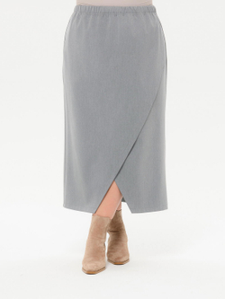 Юбка миди с запахом, серая