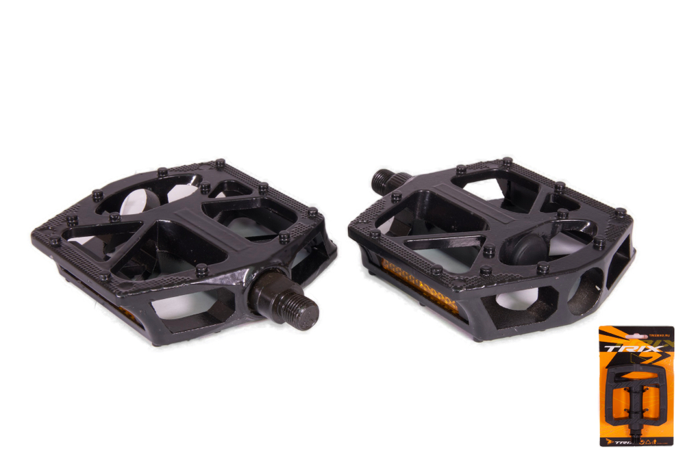 Педали TRIX PLATFORM алюминиевые, 112x111мм, резьба 9/16", с шипами, черные