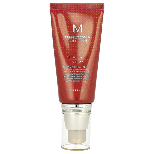Missha, M Perfect Cover, BB-крем, SPF 42/PA+++, оттенок 27 медовый бежевый, 50 мл (1,7 жидк. унции)