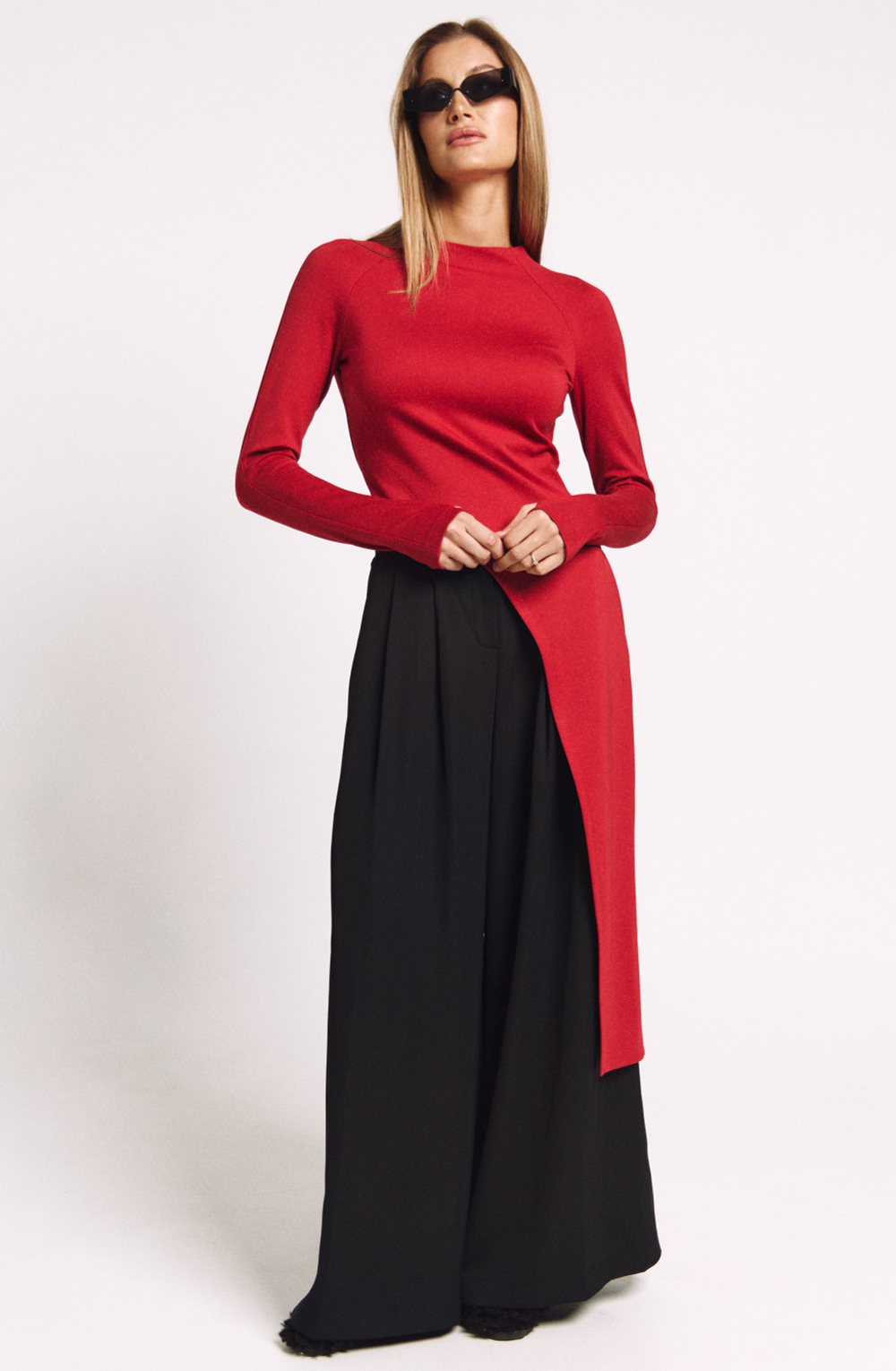 Лонгслив асимметричный 1240 скарлетт