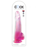 Розовый фаллоимитатор с мошонкой на присоске 10’’ Cock with Balls - 27,9 см.