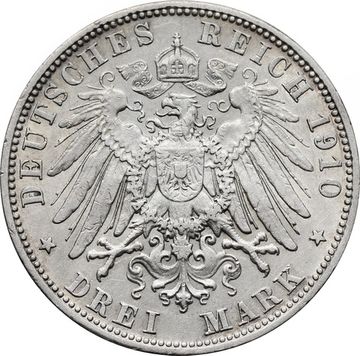 3 марки 1910 Германская империя D, Бавария