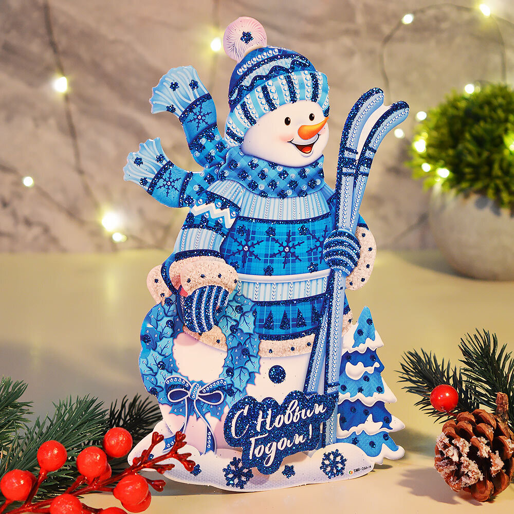 Наклейка на стекло Снеговик 20см