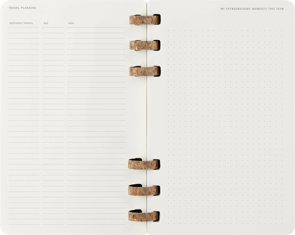Еженедельник Moleskine SPIRAL Large 130х210мм PP 200стр спираль пробковая черный (DSSPB12MWH3)