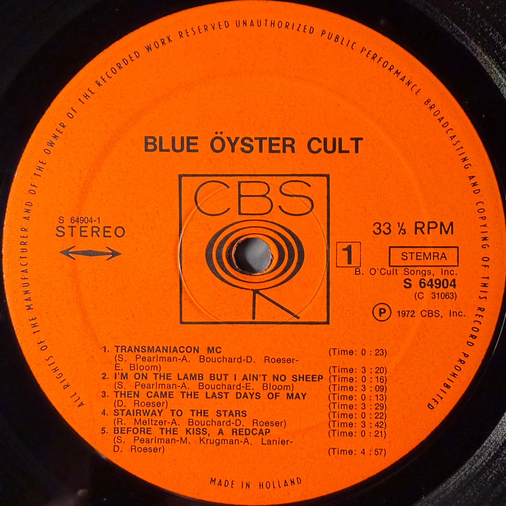 Blue Öyster Cult ‎– Blue Öyster Cult (Голландия 1972г.) Т