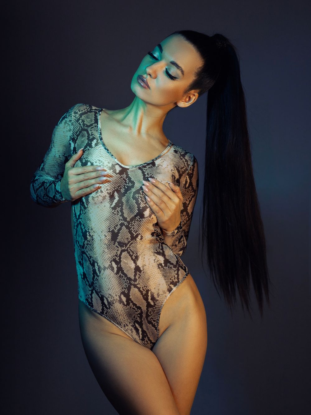 Боди Murr, сетка с принтом "Змея"