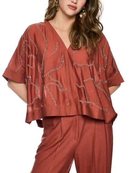 Marc Cain Блуза, декорированная бисером