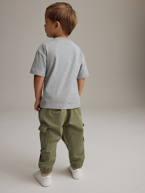 Футболка и брюки карго в комплекте для мальчика Next B92-822, Серый, Хаки