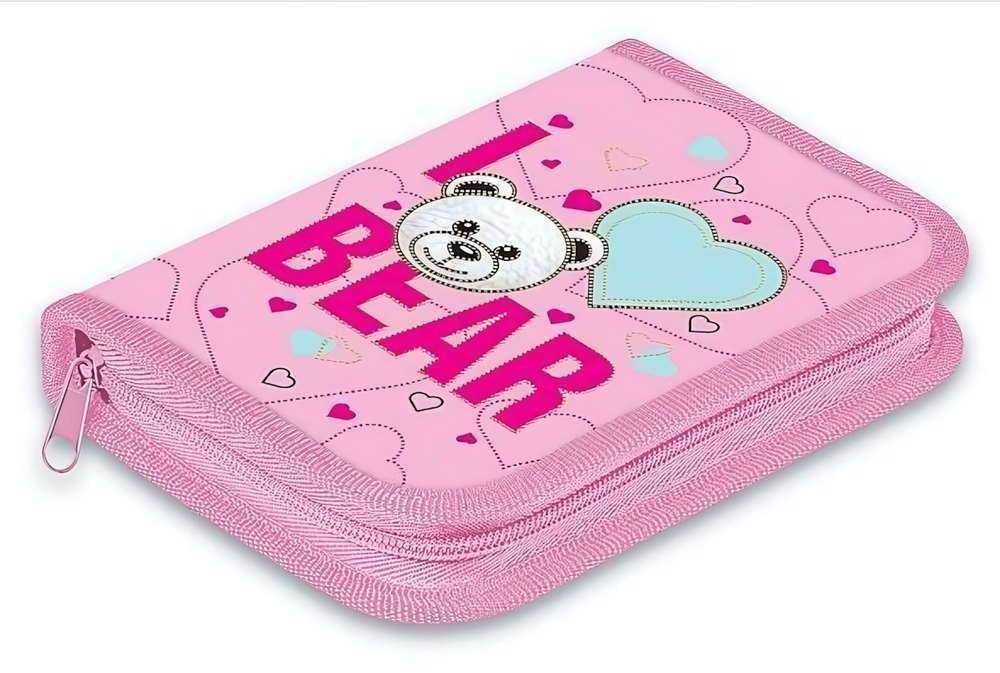 Пенал 190х130мм 1 отд. с откидной планкой на молнии с таблистер умнож. "Мой мишка" (Хатбер)