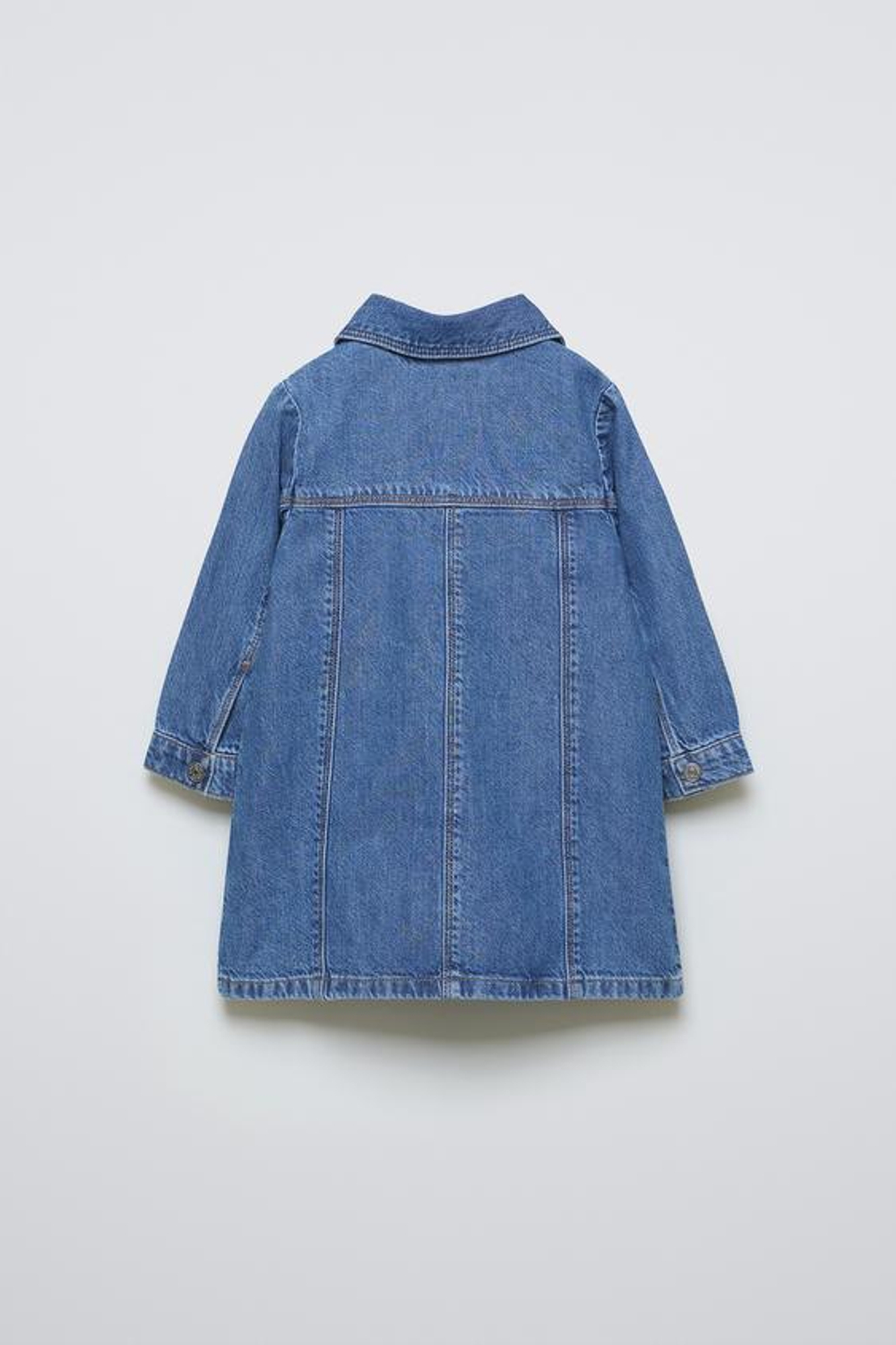 ZARA ДЖИНСОВОЕ ПЛАТЬЕ С ДЕТАЛЯМИ «СЕРДЕЧКИ», ВЫЦВЕТШИЙ СИНИЙ