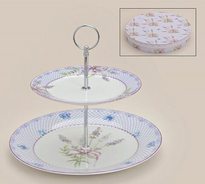 Этажерка 2-х ярусная "Лаванда" Фарфор