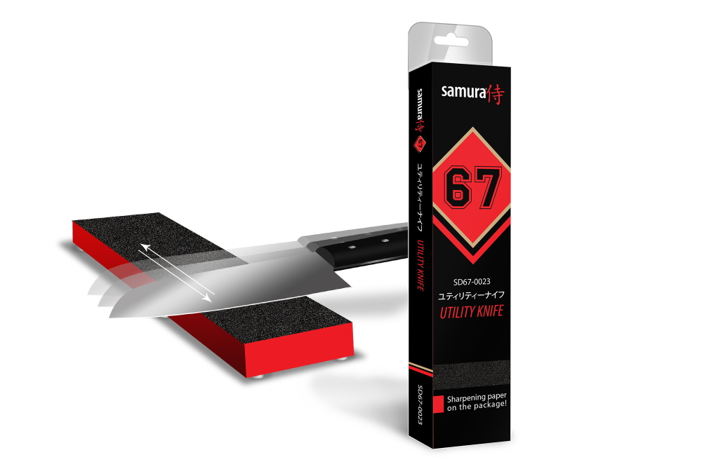 Нож кухонный для нарезки 19.5см Samura 67 Damascus черная пакка SD67-0045