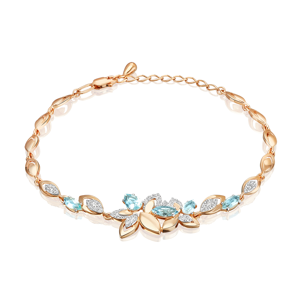 Браслет «Осенний вальс» из красного золота с топазами и натуральными топазами white