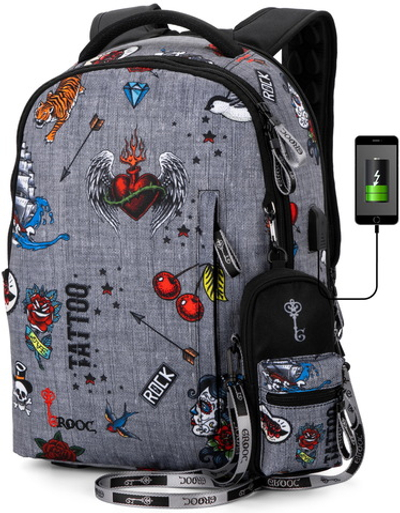 Рюкзак GROOC 14-064 + мешок + сумка-пенал