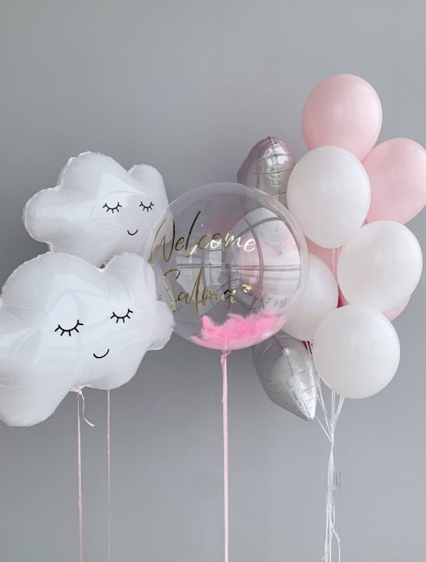 Баблс (50см) с розовыми перьями