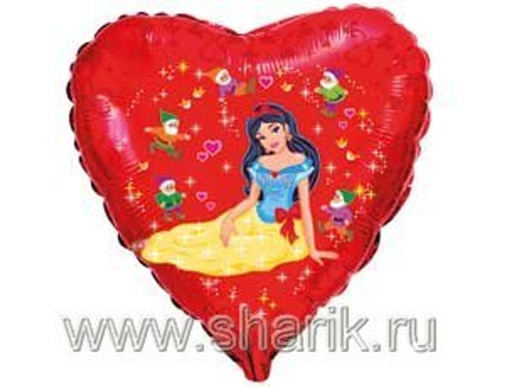 Ф 18" Сердце Белоснежка/FM
