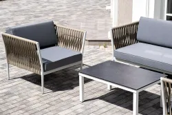 "Касабланка" лаунж-зона плетеная из роупа 4-местная, цвет серый