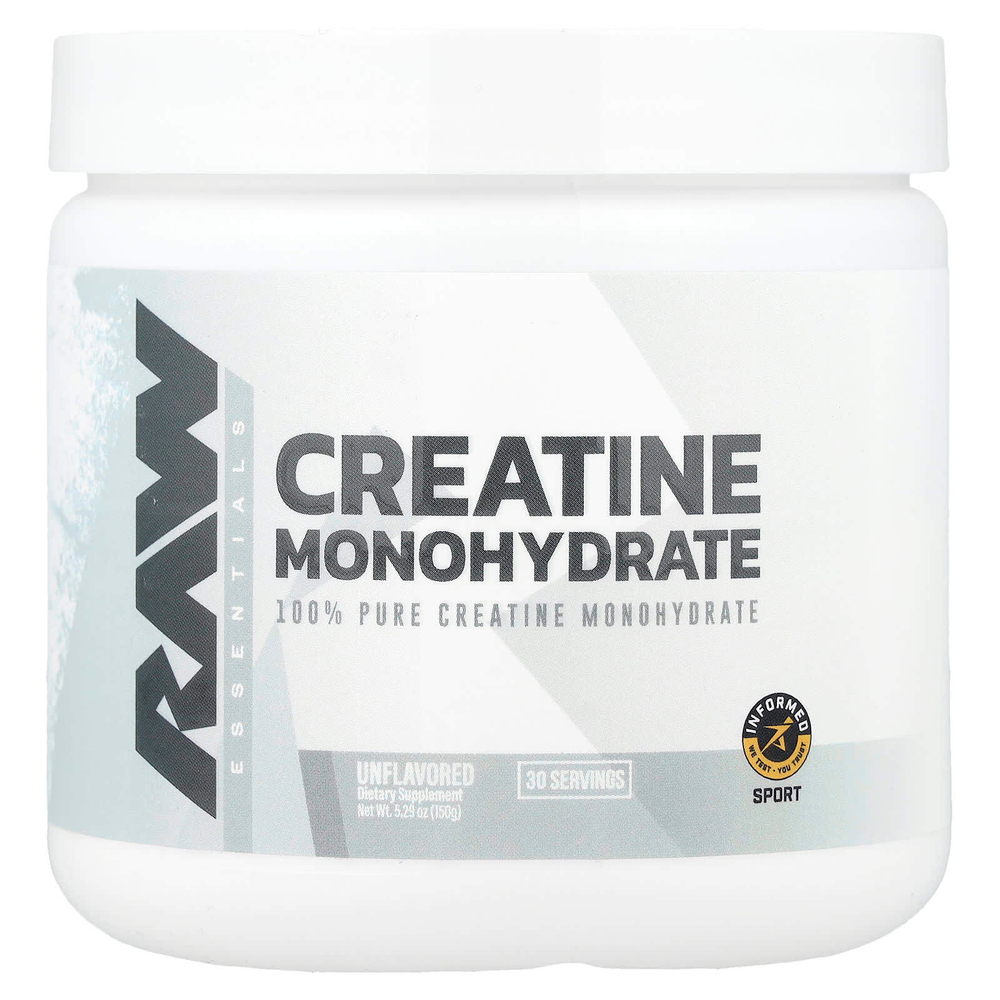 Raw Nutrition, Essentials, моногидрат креатина, без добавок, 150 г (5,29 унции)
