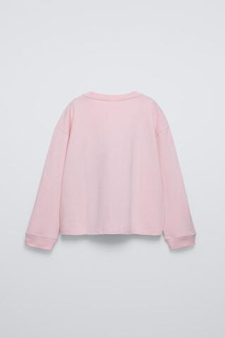 ZARA ЛОНГСЛИВ С ПРИНТОМ STITCH & ANGEL © DISNEY, РОЗОВЫЙ