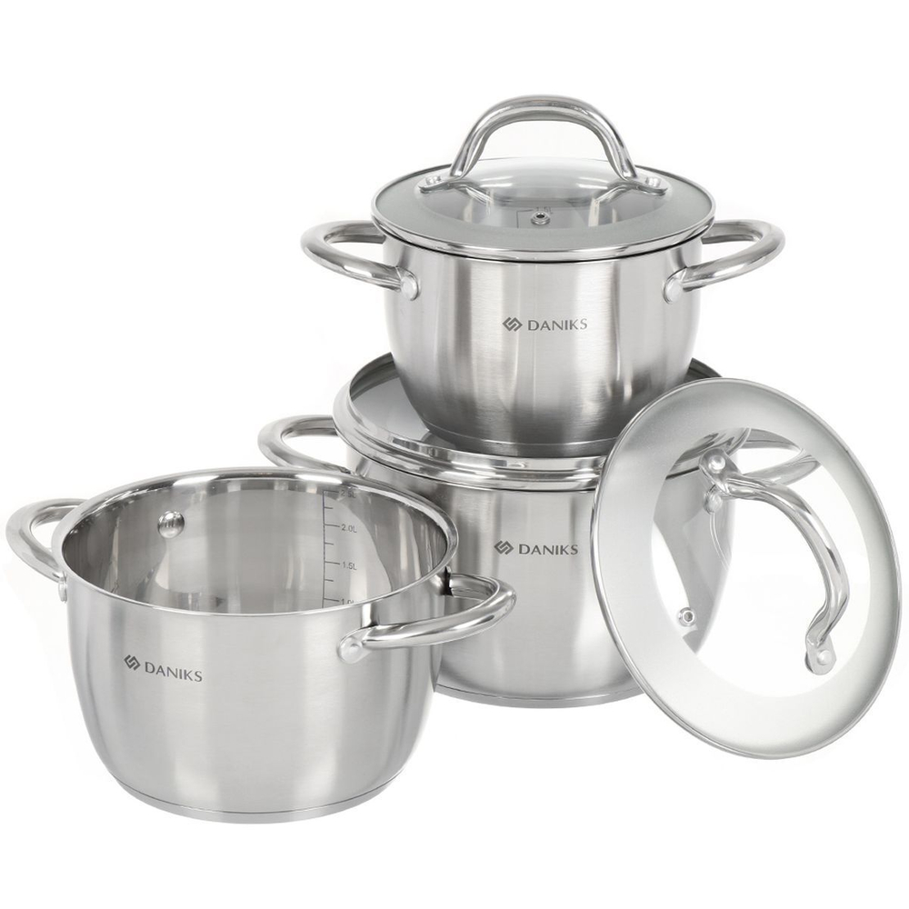 Набор посуды нерж, 6 пр, Daniks, Перл, GS-01205-6