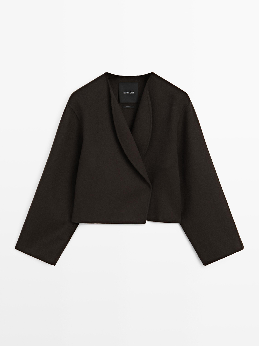 Massimo Dutti Короткое пальто с круглым вырезом, шоколадно-коричневый