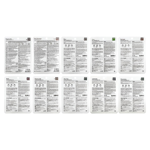 Dermal, Collagen Essence, маски с коллагеном, для ухода за акне, ассорти, 10 шт. по 23 г (0,81 унции)