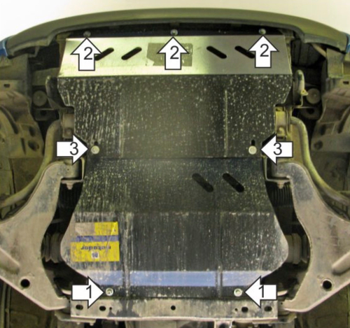 Защита стальная двигателя, Радиатора и переднего дифференциала для Mitsubishi L200 Motodor.71302