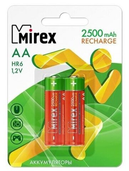 Аккумулятор AA (HR6) 2500 мАч Mirex Ni-Mh (Цена за упаковку 2 штуки)