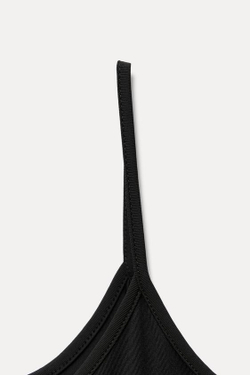 ZARA ТОП ИЗ ПОЛИАМИДА С ТОНКИМИ БРЕТЕЛЯМИ, ЧЕРНЫЙ