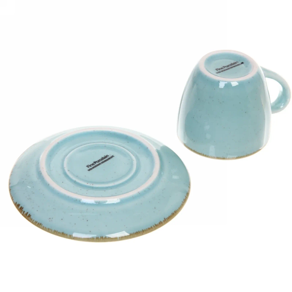Кофейная пара керамическая «Tiffany Blue» (кружка 80мл+блюдце)