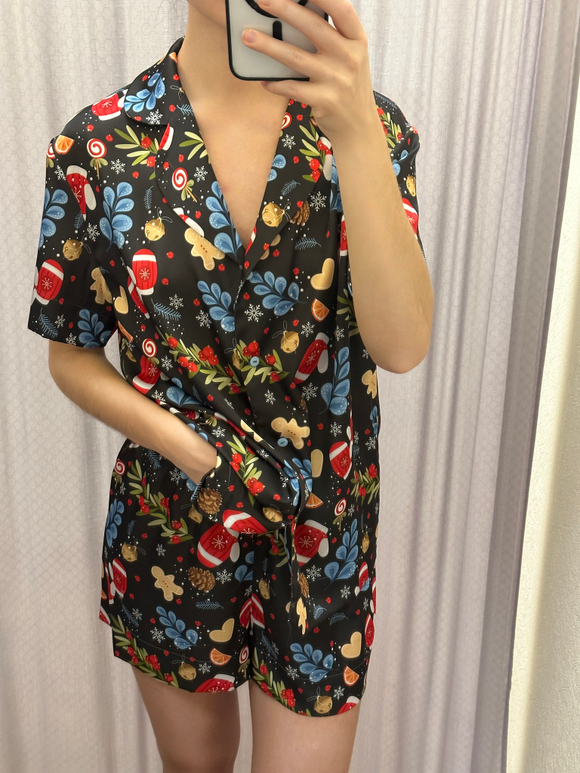 Шелковый костюм (КР + шорты) с варежками в 46 размере