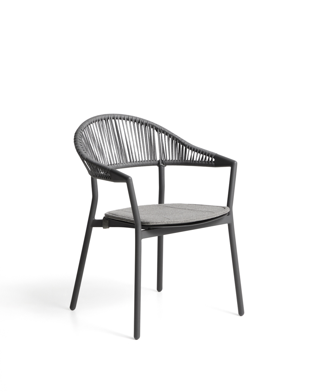 Уличный стул Alimia из графитового алюминия с серой веревкой