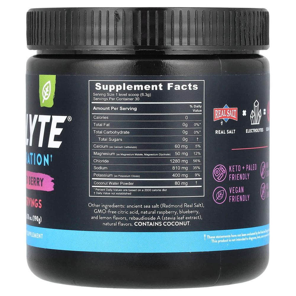 Redmond Trading Company, Re-Lyte® Hydration, ягодное ассорти, 190 г (6,70 унции)