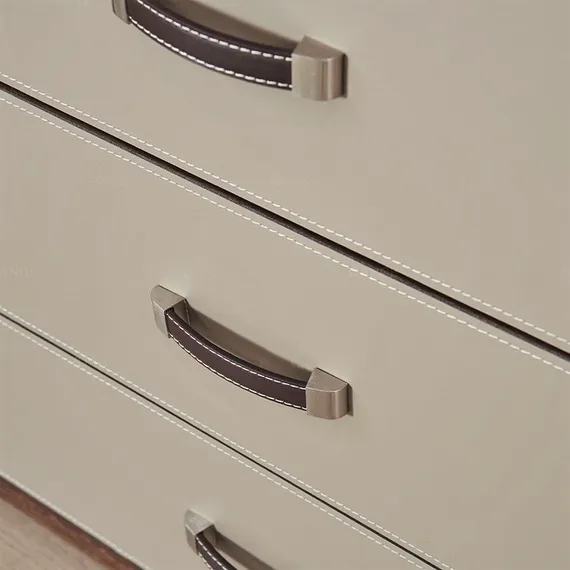 Комод 4219, 180х89 см, шпон эвкалипта, серая экокожа