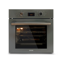 Электрический духовой шкаф встраиваемый GINZZU HOE-219 61л, 13 программ, серый с каталитической очисткой и дисплеем, конвекция, гриль
