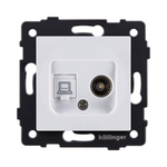 Розетка двойная TV (мама) + RJ45 Cat.6, белый Kollinger REA-012WH для Aspekt, Eleganz, Reflex