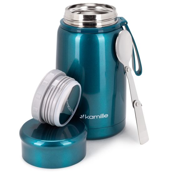 Термос для еды 800 мл. Kamille KM 2148 из нержавеющей стали с ложкой и ручкой