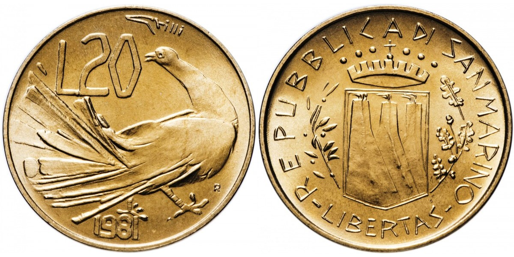 Сан-Марино 20 лир, 1981 Мир