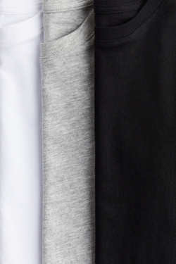 H&M Набор из трех хлопковых футболок, черный/белый