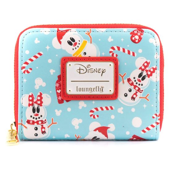 Кошелек Loungefly Disney Seasonal Snowman Minnie Mickey AOP Zip Around Wallet WDWA1785